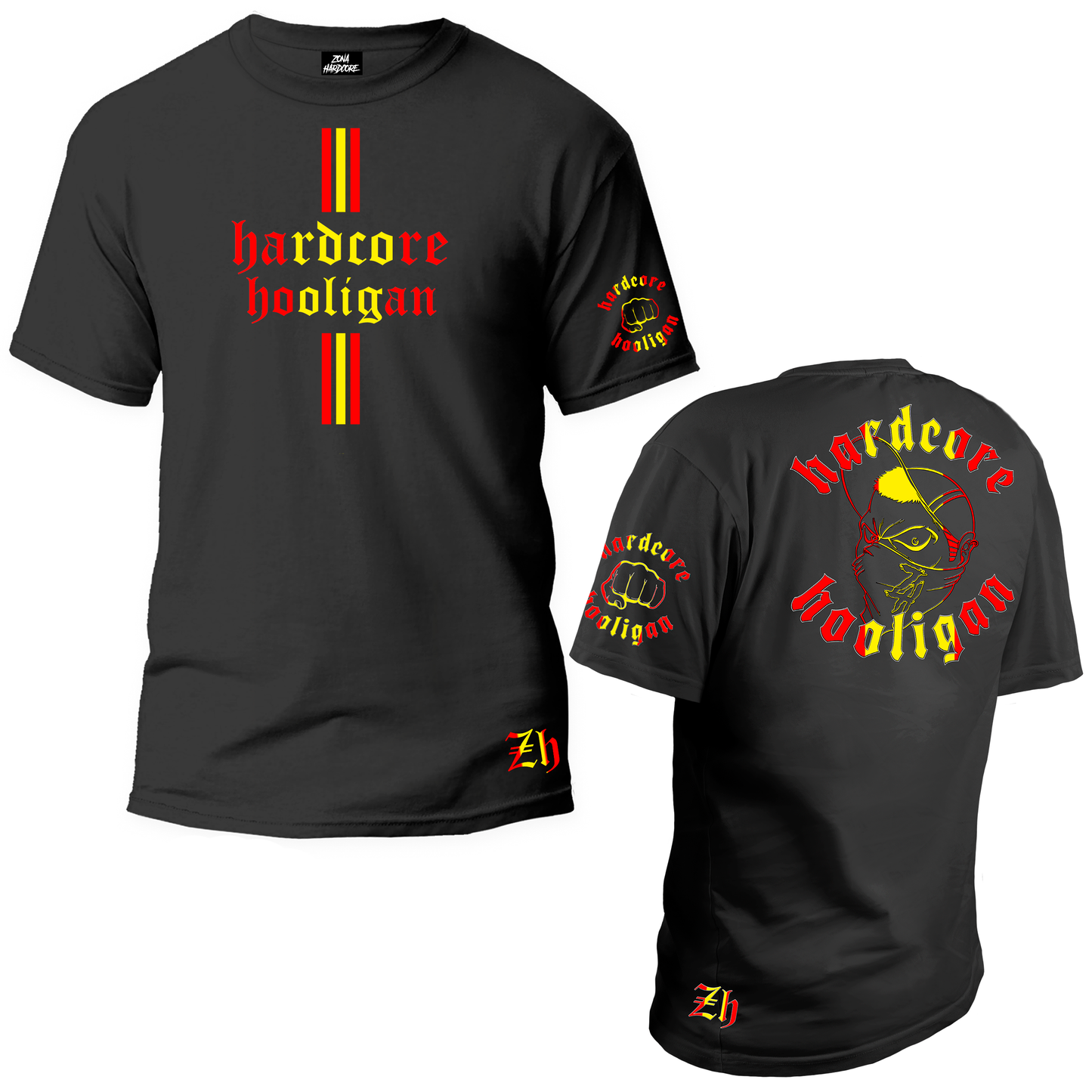 Camiseta Hardcore hooligan España negra diseño bandera española con - Zona Hardcore