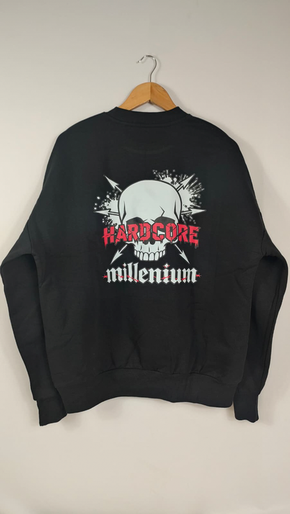 foto detras sudadera hardcore millennium calavera negra con calavera - zona hardcore
