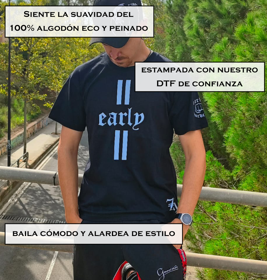 Foto cualidades Camiseta early gabber negra diseño blanco - Zona Hardcore