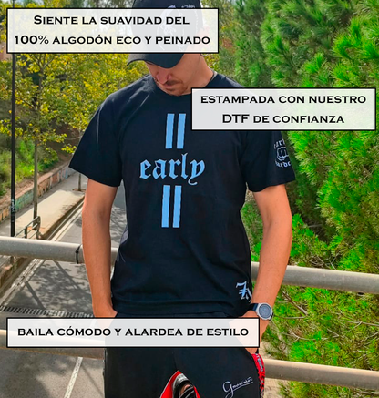 Foto cualidades Camiseta early gabber negra diseño blanco - Zona Hardcore