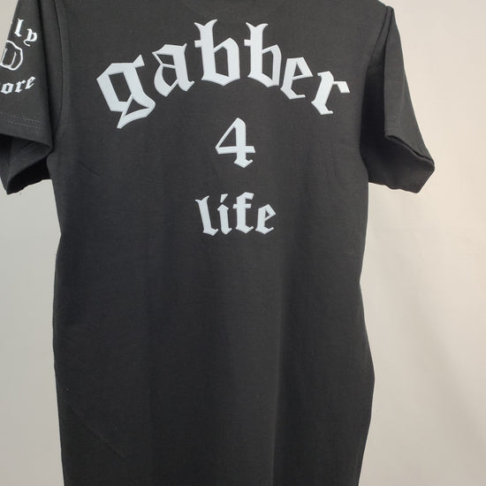 video Camiseta early gabber negra diseño blanco - Zona Hardcore