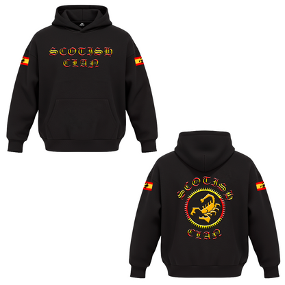 Mockup sudadera con capucha scotish clan españa negra bandera española - zona hardcore